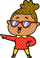 cartoon happy woman wearing spectacles png