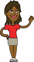 cartoon woman waving png