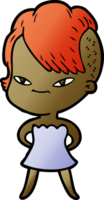 cute cartoon girl with hipster haircut png