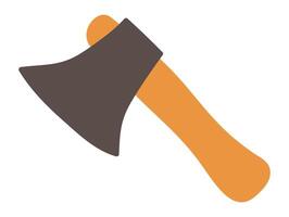 Camping axe in flat design. Trekking hatchet instrument for woodwork. illustration isolated. vector