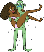 Cartoon-Sumpfmonster mit Frau im Bikini png