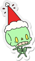 hand drawn christmas sticker cartoon of kawaii skeleton png