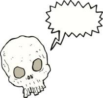 crâne effrayant de dessin animé avec bulle de dialogue png