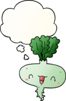 cartoon turnip with thought bubble in smooth gradient style png