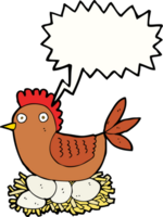 cartoon hen on eggs with speech bubble png