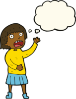 cartoon stressed out woman with thought bubble png