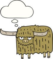 cartoon hairy cow with thought bubble png