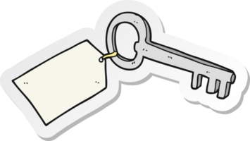 sticker of a cartoon key with tag png