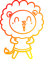 warm gradient line drawing of a laughing lion cartoon png