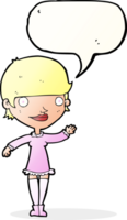 cartoon waving woman with speech bubble png