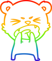 arco iris degradado línea dibujo de un hambriento dibujos animados oso png