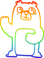 rainbow gradient line drawing of a cartoon black bear png