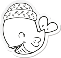 sticker van een cartoonwalvis met hoed png