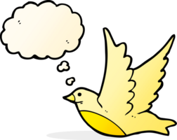 cartoon flying bird with thought bubble png