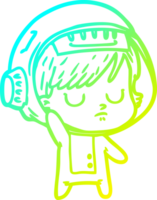 cold gradient line drawing of a cartoon astronaut woman png