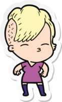 sticker of a cartoon squinting girl png