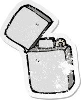 adesivo retrô angustiado de um isqueiro de metal de desenho animado png