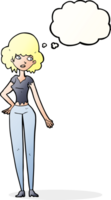 cartoon pretty woman with thought bubble png