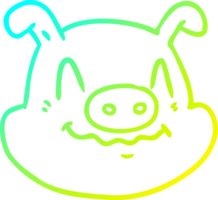 cold gradient line drawing of a cartoon pig face png