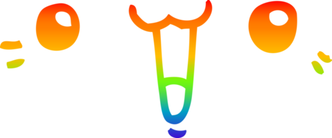 rainbow gradient line drawing of a happy cartoon face png