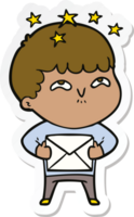 sticker of a cartoon amazed boy png