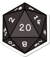 sticker of a natural 20 D20 dice roll png