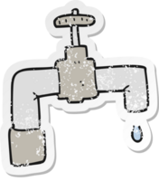 retro distressed sticker of a cartoon dripping faucet png