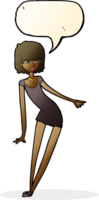 cartoon woman in dress leaning with speech bubble png