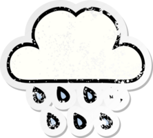 adesivo in difficoltà di una nuvola di pioggia simpatico cartone animato png