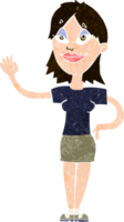 cartoon woman waving png