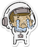 distressed sticker of a cartoon crying astronaut png