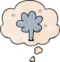 cartoon squirting water with thought bubble in grunge texture style png