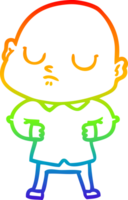 rainbow gradient line drawing of a cartoon bald man png