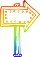 arc en ciel pente ligne dessin de une dessin animé allumé en haut signe png