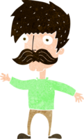 homem dos desenhos animados com bigode acenando png