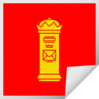 square peeling sticker cartoon of a british post box png