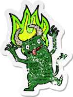 retro distressed sticker of a cartoon demon png