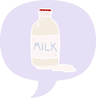 cartoon pint of fresh milk with speech bubble in retro style png