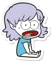 sticker of a cartoon shocked elf girl png