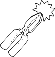 hand drawn black and white cartoon pliers png