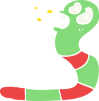 flat color style cartoon frightened worm png