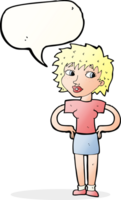 cartoon woman with hands on hips with speech bubble png