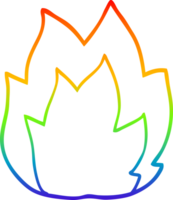 rainbow gradient line drawing of a cartoon fire explosion png