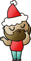 hand drawn gradient cartoon of a man with beard wearing santa hat png