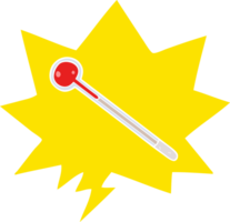 Cartoom Thermometer mit Rede Blase im retro Stil png