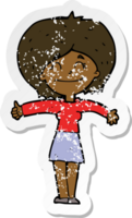 retro distressed sticker of a cartoon woman giving thumbs up sign png