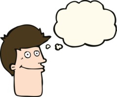 cartoon smiling man with thought bubble png