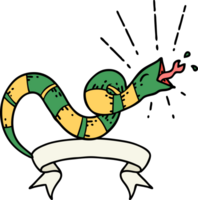 scroll banner with tattoo style hissing snake png