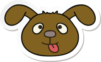 sticker of a quirky hand drawn cartoon dog face png