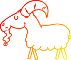warm gradient line drawing of a cartoon goat png